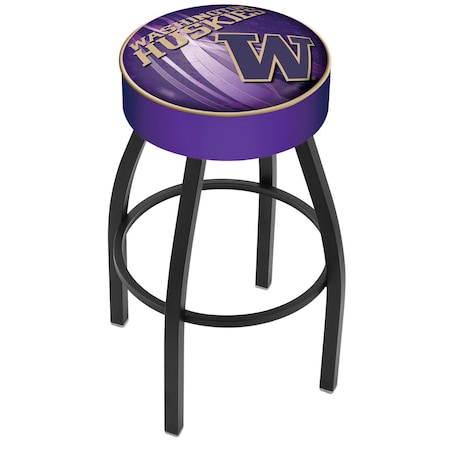 Holland Bar Stool Co 25" 4" Washington Cushion Seat, Blk Wrinkle Base Swivel Bar Stool L8B125WashUn-D2